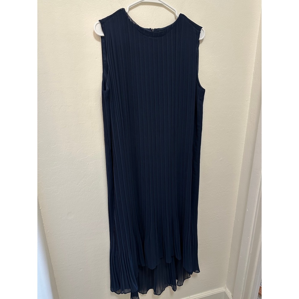 Club Monaco Pleated High‎ Low Dress Navy Blue, Size 10 - Picture 4 of 11